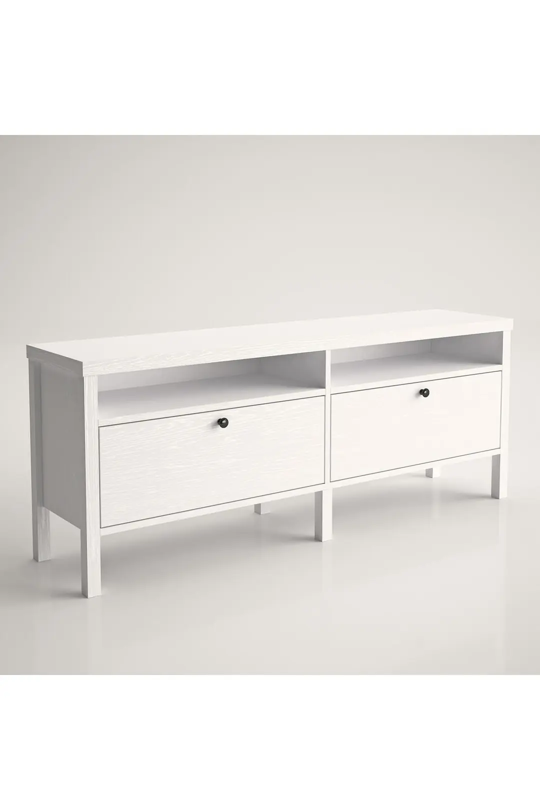 Venezia 2 Çekmece 2 Bölmeli Ahşap Ayaklı Tv 150 Cm Tv Ünitesi - Minifiksli - Wood Beyaz